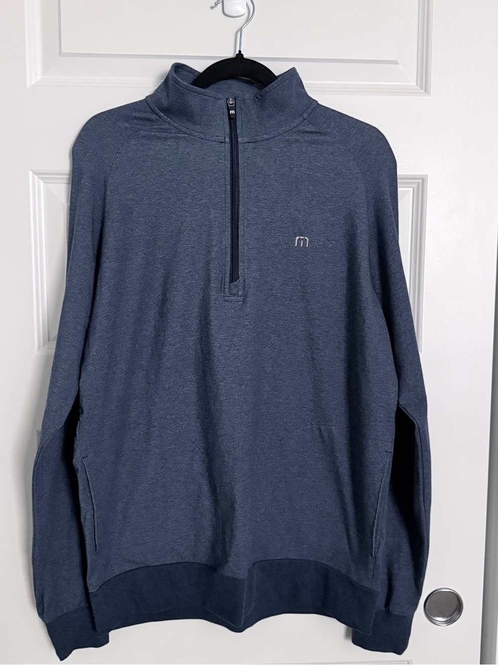 Travis Mathew Men's Heather Navy Quarter-Zip Pullover Size M